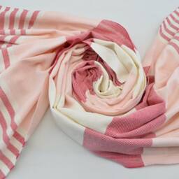 "Red & Powder Pink Towel, Bohemian Towel, Handmade Towel, Sauna Towel, Beach Towel, Pool Towel, Turkish Towel, 40""x70" - thumbnail 4