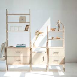Bookcase With Doors, Mid Century Hutch, Bookshelf Cabinet 140 cm, Wooden Storage Unit, Handmade, Custom Size - thumbnail 3