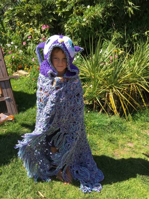 Handmade Hooded Crochet Owl Blanket - Chunky Knit Throw, Baby/Child/Adult Sizes - image 1