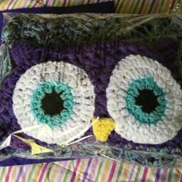 Handmade Hooded Crochet Owl Blanket - Chunky Knit Throw, Baby/Child/Adult Sizes - thumbnail 4