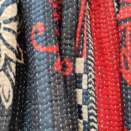 Vintage Kantha Quilt Reversible Indian Cotton Bedspread - 55x85 - thumbnail 3