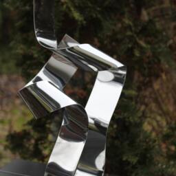 "Large Modern Abstract Wood Stainless Steel Artist Sculpture ""With You 1" - thumbnail 4