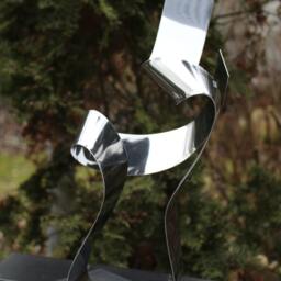 "Large Modern Abstract Wood Stainless Steel Artist Sculpture ""With You 1" - thumbnail 2