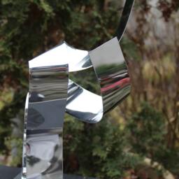 "Large Modern Abstract Wood Stainless Steel Artist Sculpture ""With You 1" - thumbnail 3