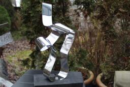 "Large Modern Abstract Wood Stainless Steel Artist Sculpture ""With You 1" - thumbnail 1