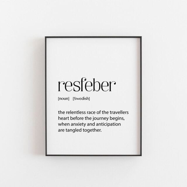 Swedish Poster, Resfeber Definition Print, A Must Gift For Travellers, Positive & Motivational Wall Travel Art, Great Gift Idea - image 1