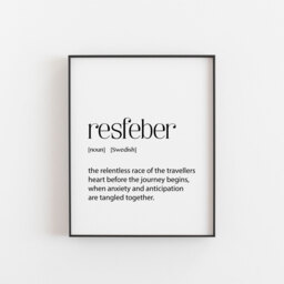 Swedish Poster, Resfeber Definition Print, A Must Gift For Travellers, Positive & Motivational Wall Travel Art, Great Gift Idea - thumbnail 1