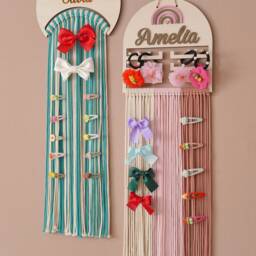 Personalized Scrunchies Bow, Photo Holder, Macrame Wall Hanging, Headband Baby Organization, Unique Gift For Her, Bonus Mom H74 - thumbnail 4