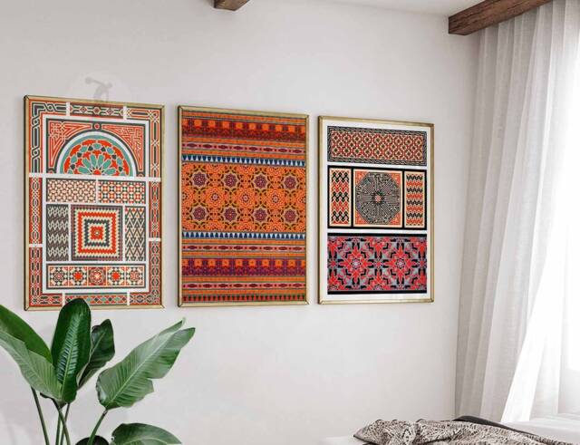 Set Of 3 Arabic Prints, Islamic Wall Art, Decor, Middle Eastern Mughal Arab Gift - image 1