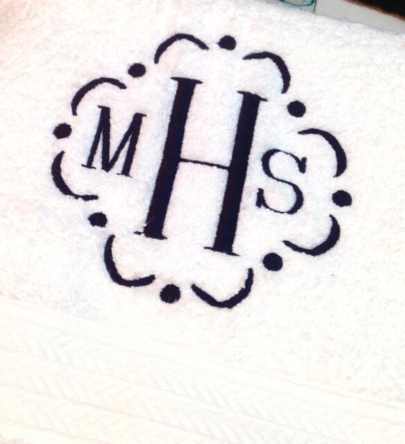 Monogrammed 3 Pieces White Towels Sets in Frame As Shown - 100% Cotton Grandeur Hospitality