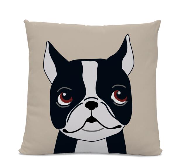 Boston Terrier Pillow - Modern Dog Illustration, Handmade Home Decor - image 1
