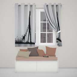 Man Walking Dog Butterfly Trail Minimalist Art Contemporary Design For Home Decor Readymade Eyelet Ring Top Thermal 100% Blackout Curtains - thumbnail 2