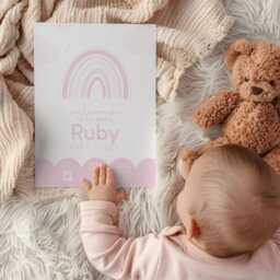 Rainbow Pink Birth Print, Details, Poster, New Baby Girl Gift, Name Sentimental, Nursery A4 A3 Wall Art - thumbnail 2