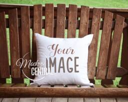 Blank White Rustic Country Square Mockup Pillow, Outdoor Photo Mock Up, Throw Styled Stock Photography, Jpg Instant Download - thumbnail 1