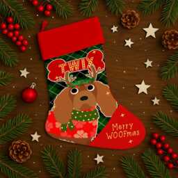 Personalised Dog Christmas Stocking Brown Cavalier King Charles Spaniel Xmas Treat Sack New Puppy Bag Festive Hanging Toys Boot Esd11 - thumbnail 2
