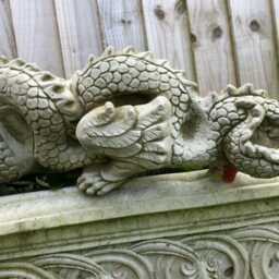 Reconstituted Stone Chinese Dragon Statue - Vintage Mythical Garden Oriental Outdoor Ornament - thumbnail 3