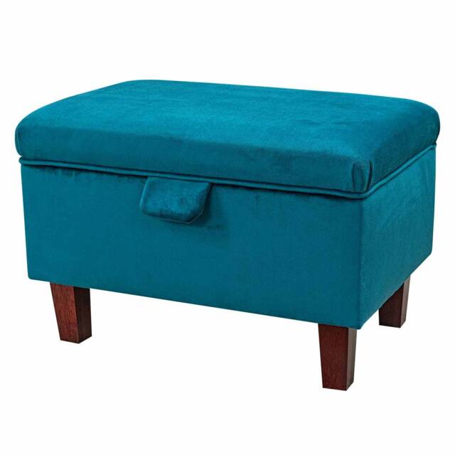 Handmade Teal Velvet Storage Ottoman - Monaco Upholstery Fabric Bespoke British Made - image 1