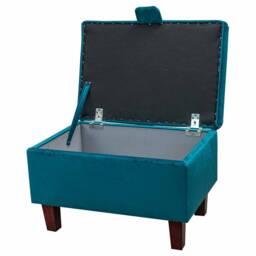 Handmade Teal Velvet Storage Ottoman - Monaco Upholstery Fabric Bespoke British Made - thumbnail 2