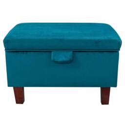 Handmade Teal Velvet Storage Ottoman - Monaco Upholstery Fabric Bespoke British Made - thumbnail 3