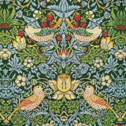 William Morris Strawberry Thief Curtains, Custom Made, Blackout Lined, Bottle Heading Tape - thumbnail 1