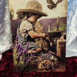 Lavender Field Tin Plaque - Home Decor Wall Hanging Kitchen Bathroom Accessories Bedroom Bunny Sign Christmas Gift - thumbnail 4