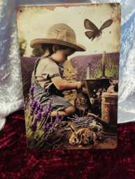 Lavender Field Tin Plaque - Home Decor Wall Hanging Kitchen Bathroom Accessories Bedroom Bunny Sign Christmas Gift - thumbnail 1