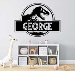 Personalised Dinosaur Wall Sticker - Jurassic Park Inspired Boys Bedroom Decal Custom Name Decor