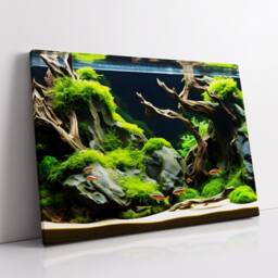 Fish Tank Water Aquascape Feature Aquatic Lover Wall Art Framed Canvas Poster Print, Home Office Bedroom Games Room Decor Gift Idea - thumbnail 2