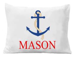 Personalized Anchor Pillowcase - Summer Nautical Bedding