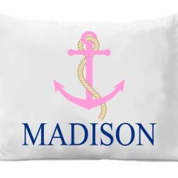 Personalized Anchor Pillowcase - Summer Nautical Bedding - thumbnail 2