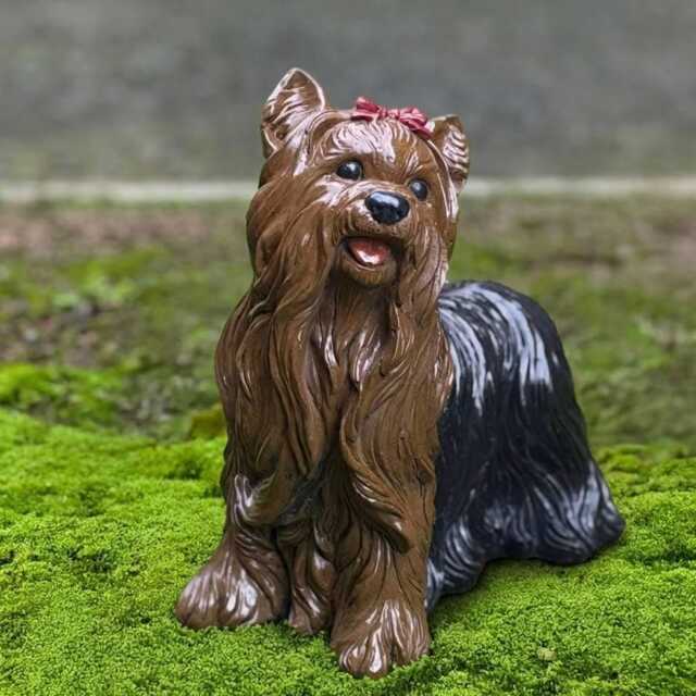 Realistic Yorkshire Terrier Dog Statue Stone Ornament Concrete Yorkie Figurine Handmade Yard Sculpture Memorial Decor Lover Gift - image 1