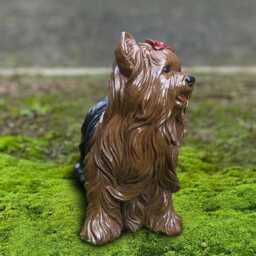 Realistic Yorkshire Terrier Dog Statue Stone Ornament Concrete Yorkie Figurine Handmade Yard Sculpture Memorial Decor Lover Gift - thumbnail 4