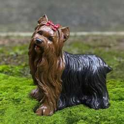 Realistic Yorkshire Terrier Dog Statue Stone Ornament Concrete Yorkie Figurine Handmade Yard Sculpture Memorial Decor Lover Gift - thumbnail 3