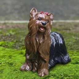 Realistic Yorkshire Terrier Dog Statue Stone Ornament Concrete Yorkie Figurine Handmade Yard Sculpture Memorial Decor Lover Gift - thumbnail 1