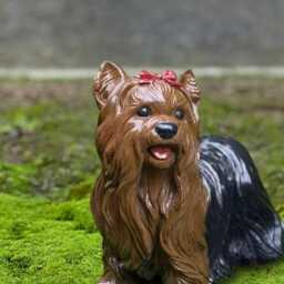 Realistic Yorkshire Terrier Dog Statue Stone Ornament Concrete Yorkie Figurine Handmade Yard Sculpture Memorial Decor Lover Gift - thumbnail 2
