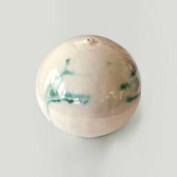 Minimalist Ceramic Vase - Sculptural Stoneware Orb Wabi Sabi Studio Pottery Japandi Shelf Decor Unique Green Glaze Art Object - thumbnail 2