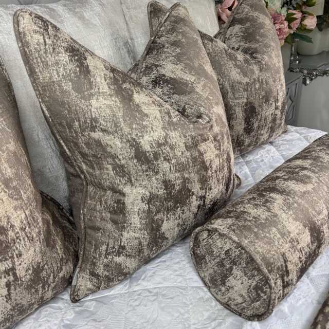 Curico Mole Cushion Cover Bronze Taupe Textured Pillow Sham, Self-Piped Luxury Cover, Ashley Wilde Designer Fabric Handmade in UK - image 1