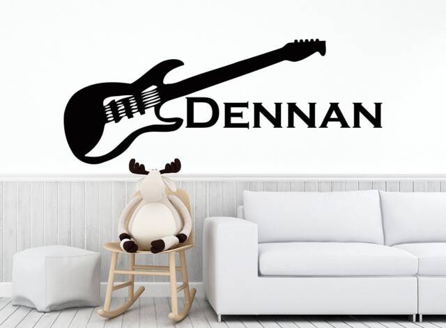 Name Wall Decals Guitar Decal Rock Star Vinyl Stickers Home Decor Bedroom Window Na352 - image 1