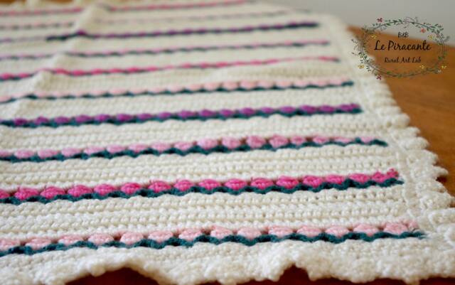 Cover For Baby, Plaid, Baby Afghan Handmade Crochet, Merino Wool, Crochet Flowers - image 1