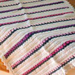 Cover For Baby, Plaid, Baby Afghan Handmade Crochet, Merino Wool, Crochet Flowers - thumbnail 3
