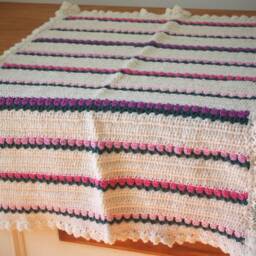 Cover For Baby, Plaid, Baby Afghan Handmade Crochet, Merino Wool, Crochet Flowers - thumbnail 2