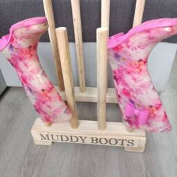 Oak Waxed Personalised Welly Wellington Boot Wooden Stand Storage Wellies Rack Outdoor Shoes Organiser Porch Entryway Cabinet Holder - thumbnail 3