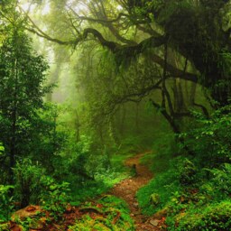 Dark Green Mystical Foggy Forest Regular Or Removable Wallpaper Nature Landscape Trees Wood Photo Mural For Living Room, Bedroom Wall Decor - thumbnail 2