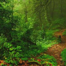 Dark Green Mystical Foggy Forest Regular Or Removable Wallpaper Nature Landscape Trees Wood Photo Mural For Living Room, Bedroom Wall Decor - thumbnail 3