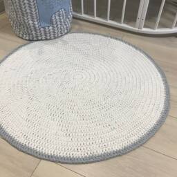 Beige Circle Rug, Crochet Round Small Area Living Room Bedroom Carpet, Nursery Bedside Rug - thumbnail 4