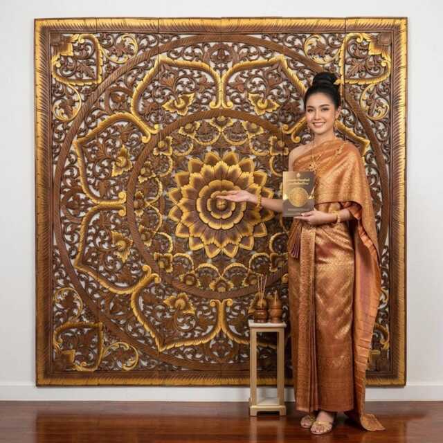 Brown King Headboard Mandala Wood Wall Art 72