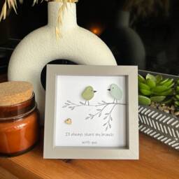Best Friends/Couple Birds Personalised Sea Glass Art. I Will Always Share My Branch With You Present, Valentines Gift, Seaside Gift - thumbnail 2