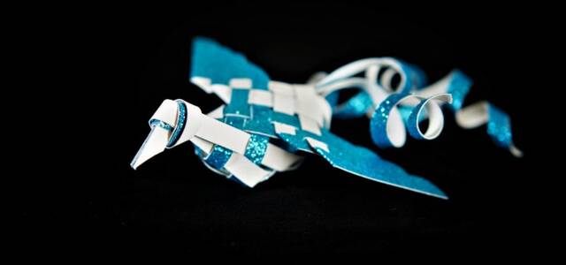 Aqua Blue Sparkle/White Peace Bird