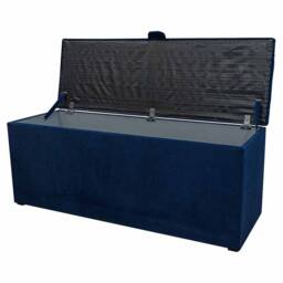 Luxe Navy Buttoned Storage Box - Easy Clean Ottoman Handmade in Britain - thumbnail 2