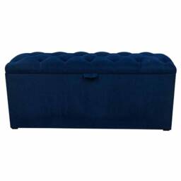 Luxe Navy Buttoned Storage Box - Easy Clean Ottoman Handmade in Britain - thumbnail 3